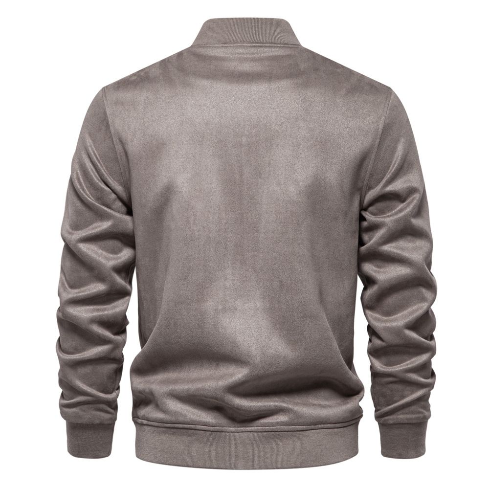 Men's New Fashion Stand Collar Varsity Jacket Suede Coat Button Casual Autumn Winter Factory Price Baseball Formal Fleece Dyed  Coats