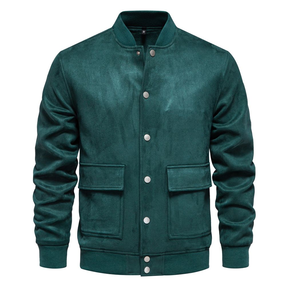 Men's New Fashion Stand Collar Varsity Jacket Suede Coat Button Casual Autumn Winter Factory Price Baseball Formal Fleece Dyed  Coats