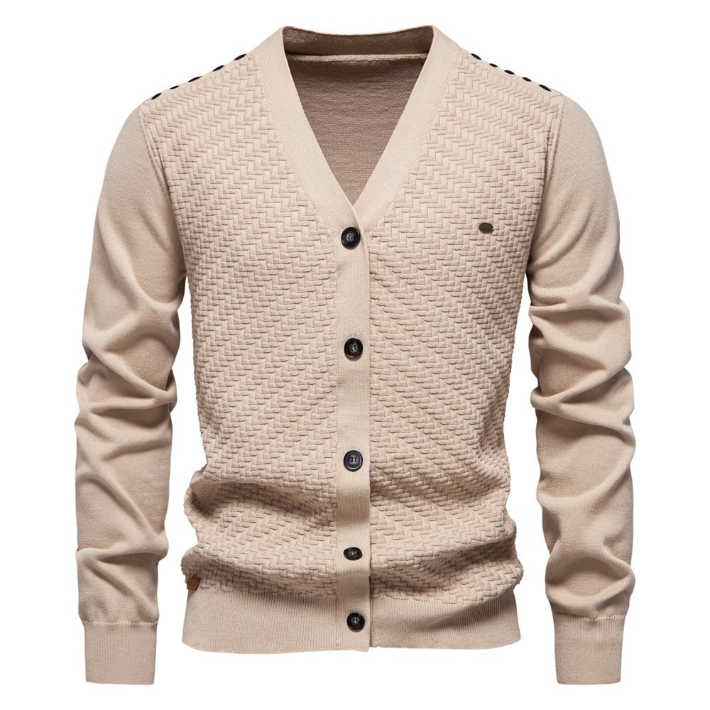 autumn/winter new men's V-neck single breasted knitted cardigan slim fit trendy men's sweater jacket Coats