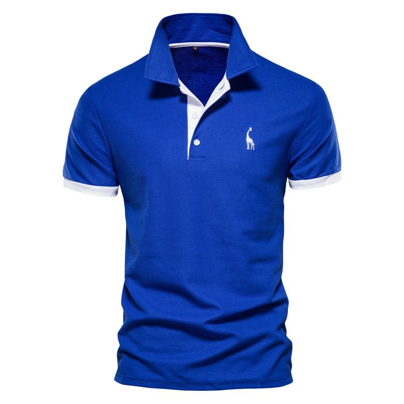 Fawn Embroidery POLO Shirt Men's Short-sleeved Cow Land Mesh Men's  Men's Clothing  Tops  T-Shirts