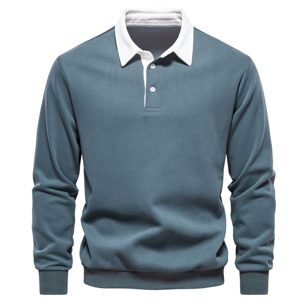 Polyester Long Sleeve Lapel Pullover Polo Shirts Sweatshirts For Men Pour Hommes High Quality  Sweaters