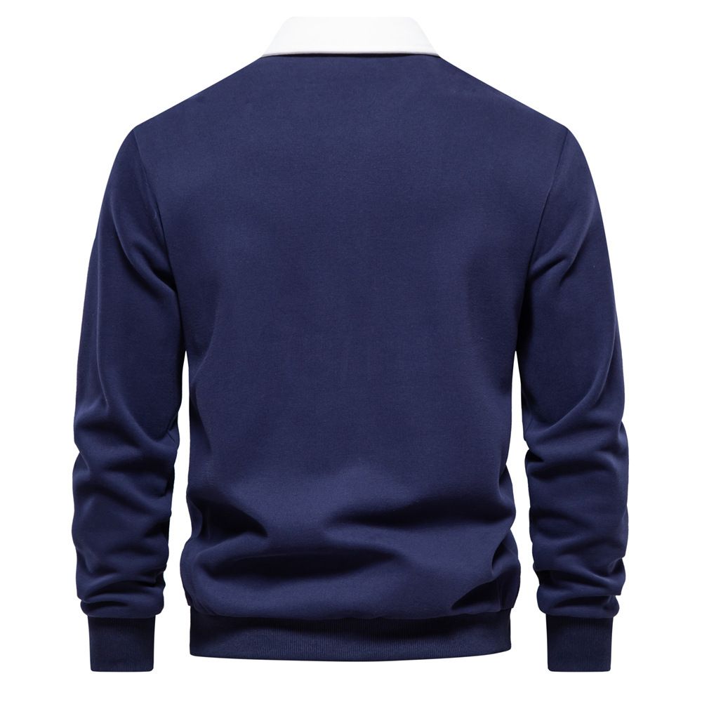 Polyester Long Sleeve Lapel Pullover Polo Shirts Sweatshirts For Men Pour Hommes High Quality  Sweaters