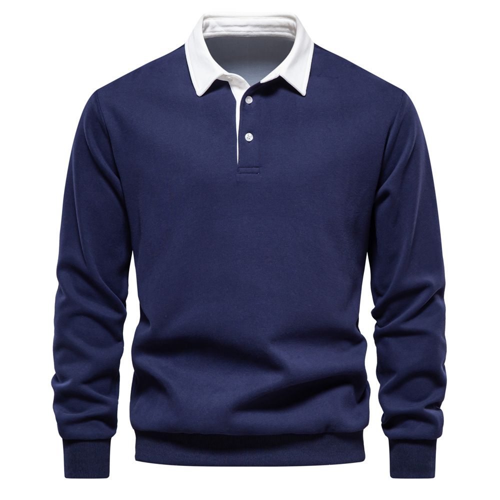 Polyester Long Sleeve Lapel Pullover Polo Shirts Sweatshirts For Men Pour Hommes High Quality  Sweaters