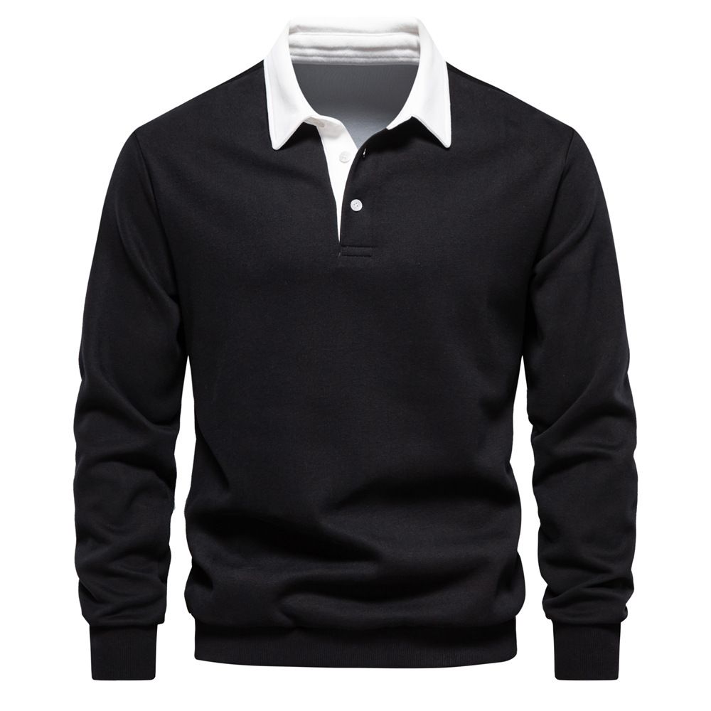 Polyester Long Sleeve Lapel Pullover Polo Shirts Sweatshirts For Men Pour Hommes High Quality  Sweaters