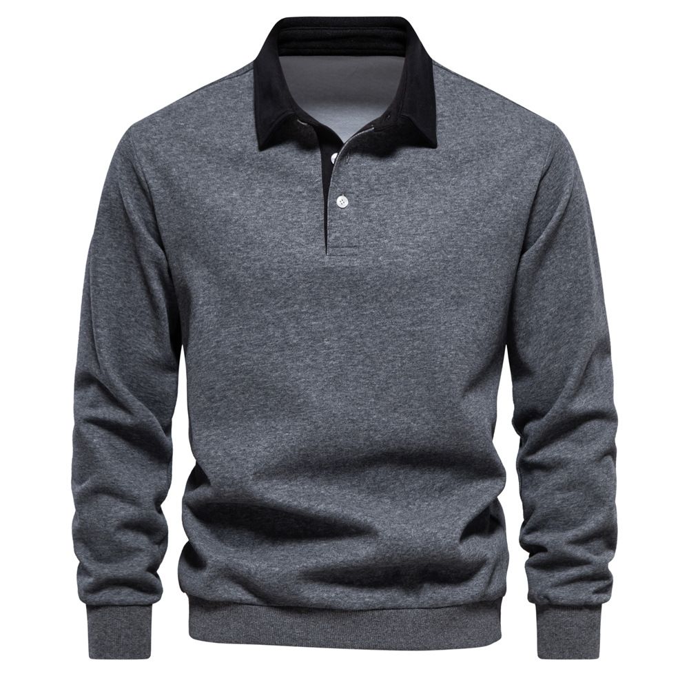 Polyester Long Sleeve Lapel Pullover Polo Shirts Sweatshirts For Men Pour Hommes High Quality  Sweaters