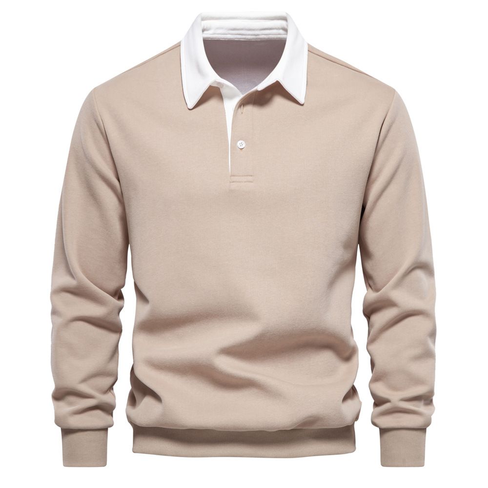 Polyester Long Sleeve Lapel Pullover Polo Shirts Sweatshirts For Men Pour Hommes High Quality  Sweaters