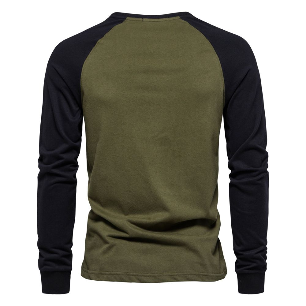High quality custo raglan sleeves men's sports wear base shirt long sleeved patchwork T-shirt casual men's cotton T-shirt