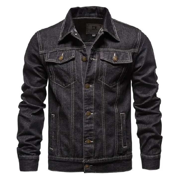 Men's Denim Jean Jacket Casual Outwear Fall Jacket Denim Button Up Coat Slim Fit Jacket For Male  Coats