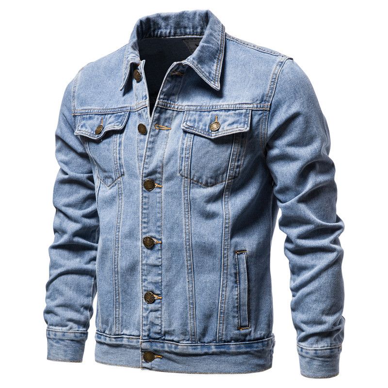 Men's Denim Jean Jacket Casual Outwear Fall Jacket Denim Button Up Coat Slim Fit Jacket For Male  Coats