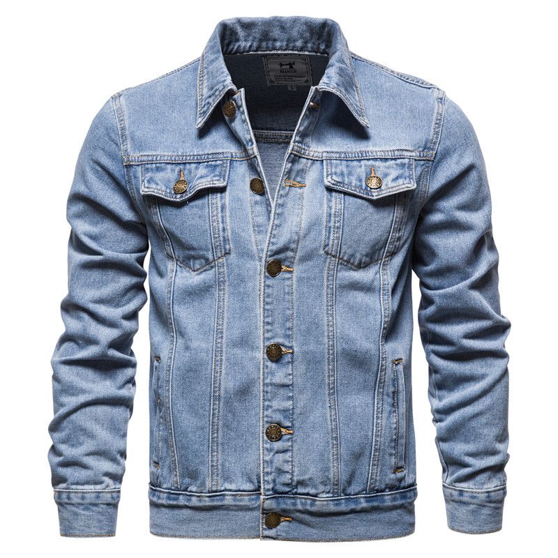 Men's Denim Jean Jacket Casual Outwear Fall Jacket Denim Button Up Coat Slim Fit Jacket For Male  Coats