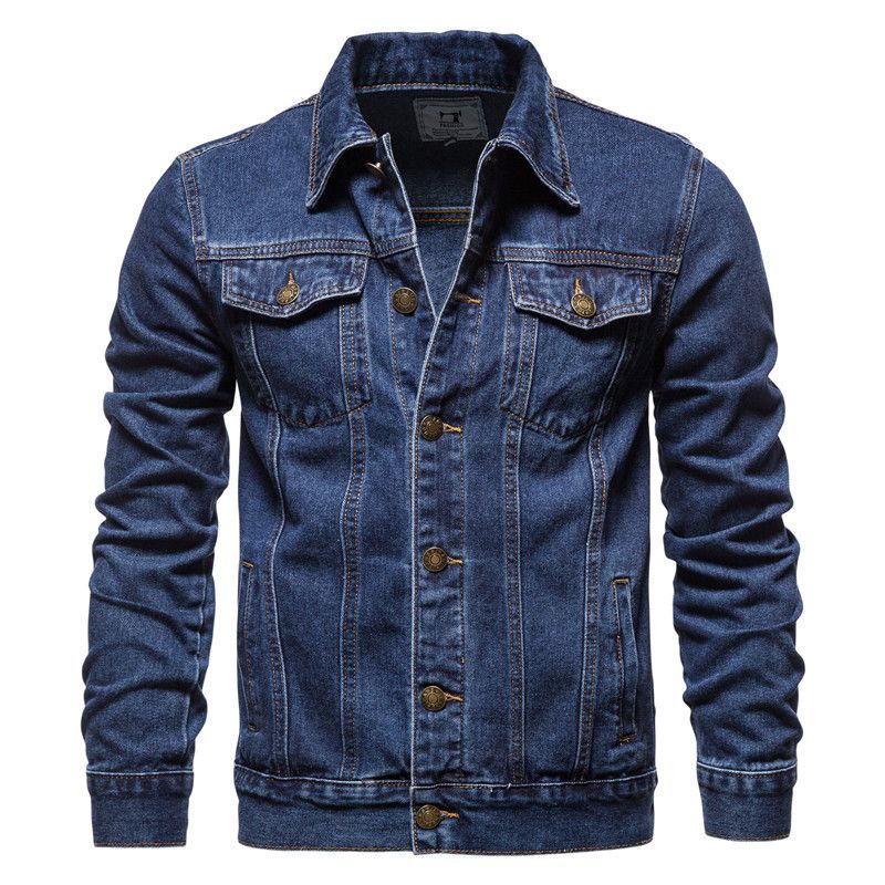 Men's Denim Jean Jacket Casual Outwear Fall Jacket Denim Button Up Coat Slim Fit Jacket For Male  Coats