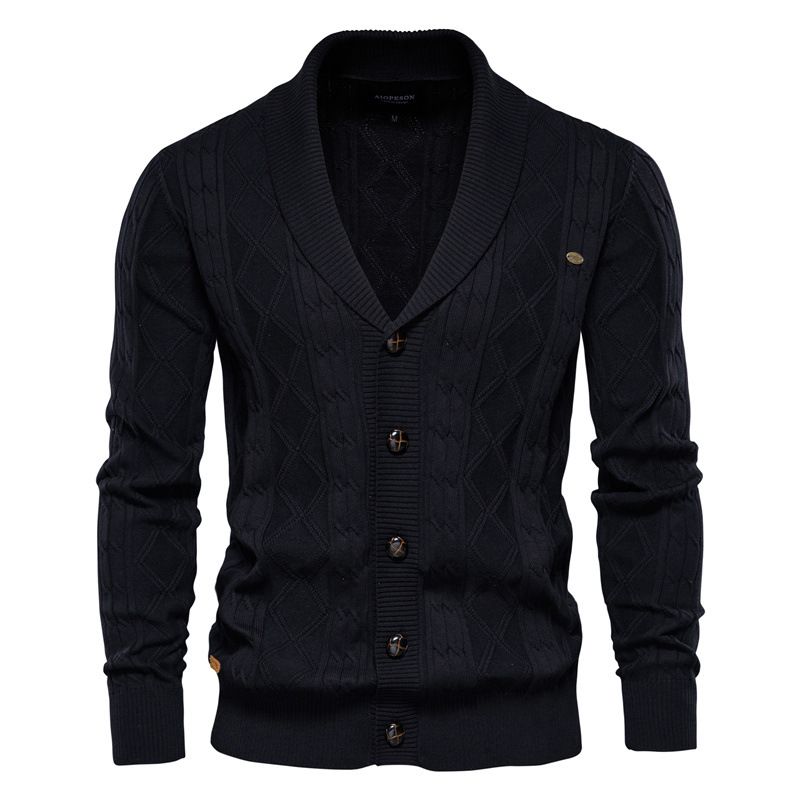 Mens Cardigan Casual Single Breasted Solid Color Business Mens Knitted Cardigans Fall Winter Men's Sweater Coat