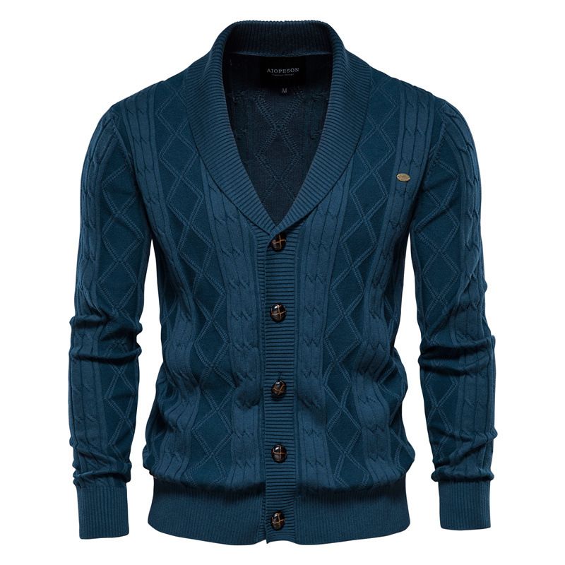 Mens Cardigan Casual Single Breasted Solid Color Business Mens Knitted Cardigans Fall Winter Men's Sweater Coat