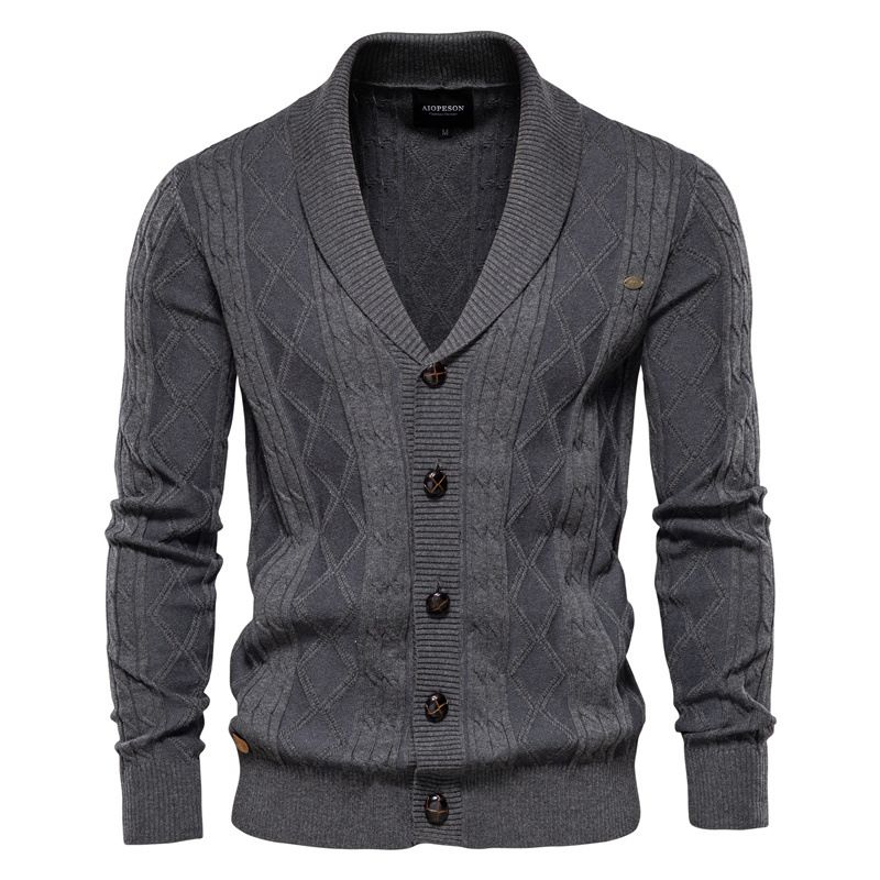 Mens Cardigan Casual Single Breasted Solid Color Business Mens Knitted Cardigans Fall Winter Men's Sweater Coat