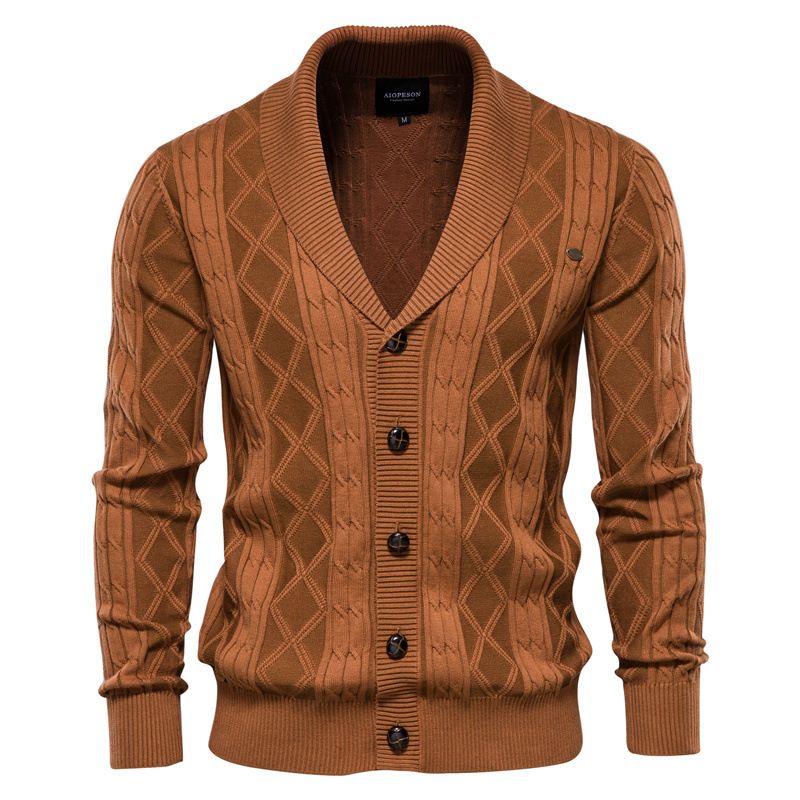 Mens Cardigan Casual Single Breasted Solid Color Business Mens Knitted Cardigans Fall Winter Men's Sweater Coat