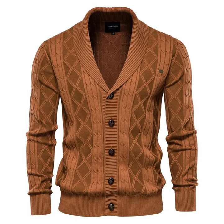 Mens Cardigan Casual Single Breasted Solid Color Business Mens Knitted Cardigans Fall Winter Men's Sweater Coat