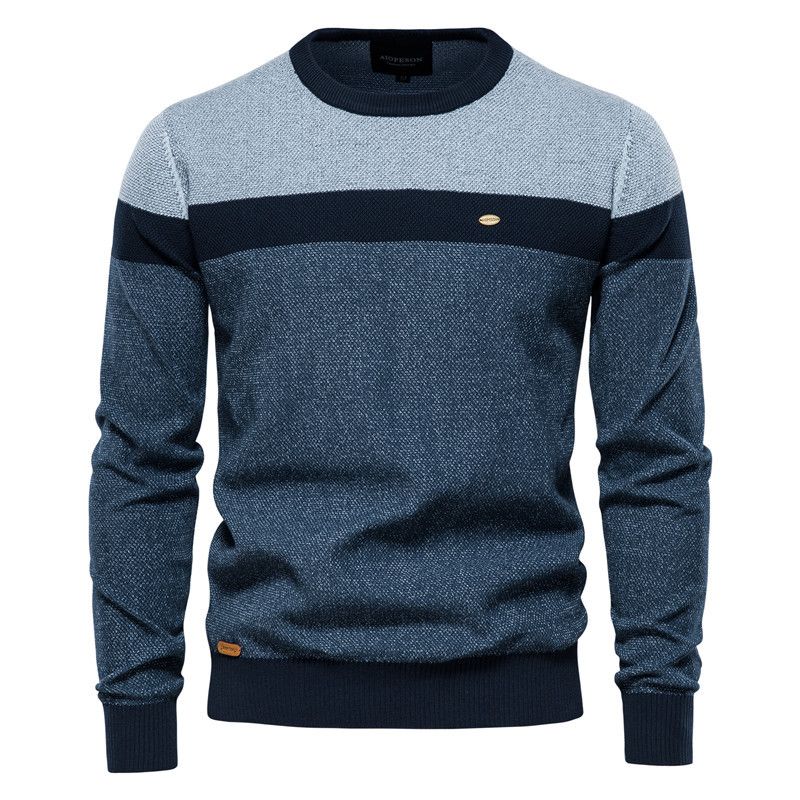 Men's Cotton Knitted Pullover Sweater Long Sleeve Crew Neck Casual Brown Color Knit Men's Clothing  Tops Sweaters