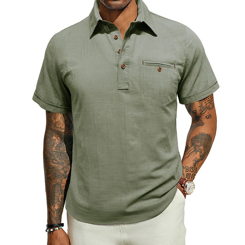 Summer Short Sleeve Linen Mens Shirt Fashion Street Simple Shirt For Man For Boy  T-Shirts