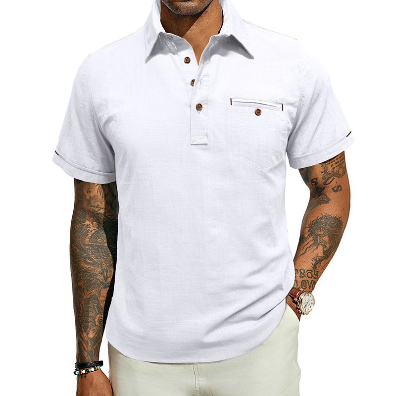 Summer Short Sleeve Linen Mens Shirt Fashion Street Simple Shirt For Man For Boy  T-Shirts