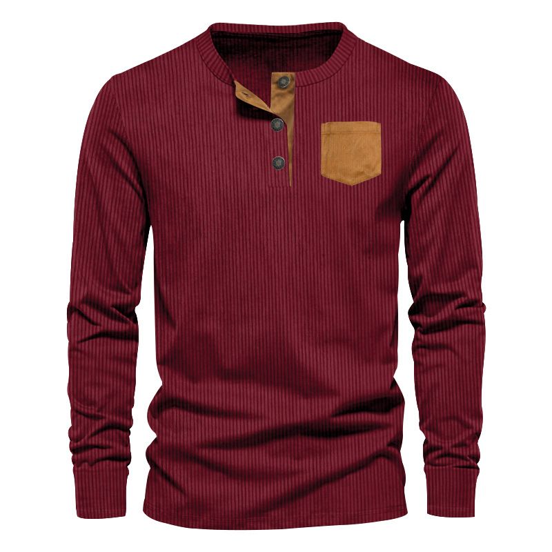 Spring Streetwear Corduroy Plain Tshirt Basic T Shirt Customized Mens Blank Long Sleeve T Shirt