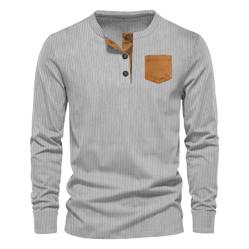 Spring Streetwear Corduroy Plain Tshirt Basic T Shirt Customized Mens Blank Long Sleeve T Shirt