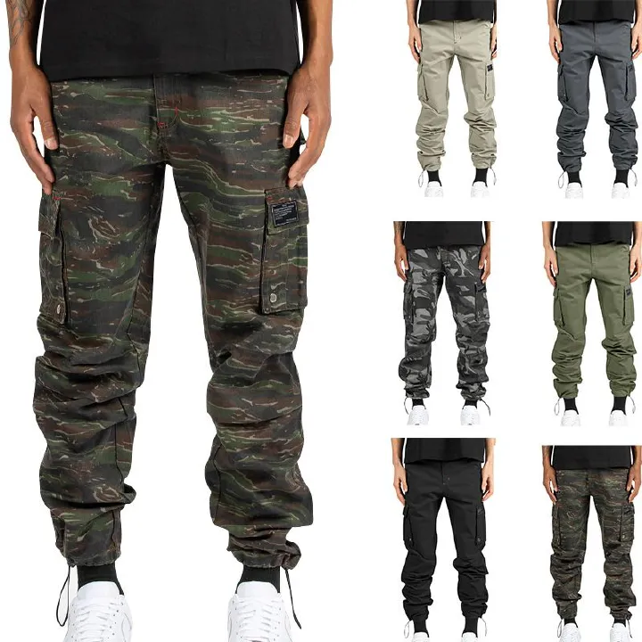 Manufacturer Men's Cargo Pants Casual Multi Pockets Baggy Pants Custom Straight Camo Cargo Pants Trousers Man Casual