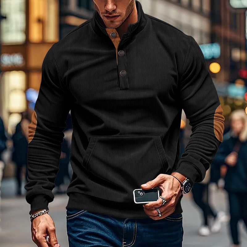 Men's Casual Stand Collar Long Sleeve Pullover Hoodie Small Checkered Knit All-Season Wear Seniors Fashionable Spring Autumn  Sweaters