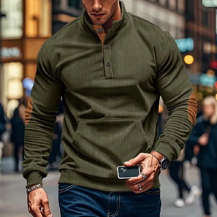 Men's Casual Stand Collar Long Sleeve Pullover Hoodie Small Checkered Knit All-Season Wear Seniors Fashionable Spring Autumn  Sweaters