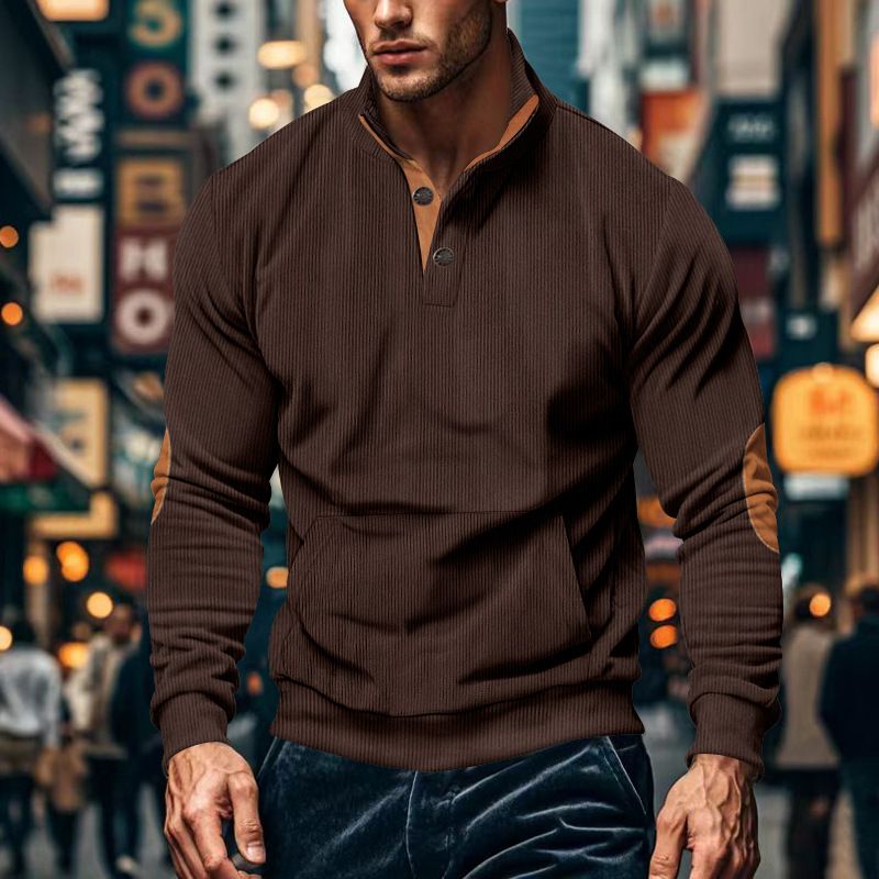 Men's Casual Stand Collar Long Sleeve Pullover Hoodie Small Checkered Knit All-Season Wear Seniors Fashionable Spring Autumn  Sweaters