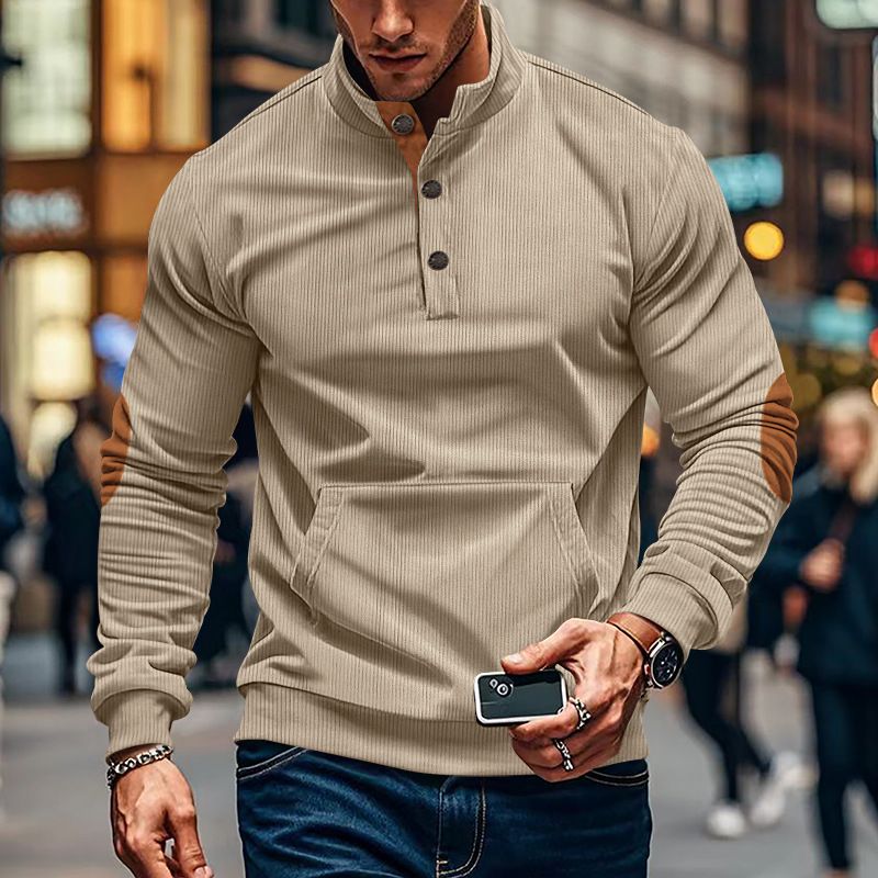 Men's Casual Stand Collar Long Sleeve Pullover Hoodie Small Checkered Knit All-Season Wear Seniors Fashionable Spring Autumn  Sweaters