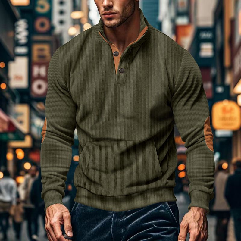 Men's Casual Stand Collar Long Sleeve Pullover Hoodie Small Checkered Knit All-Season Wear Seniors Fashionable Spring Autumn  Sweaters