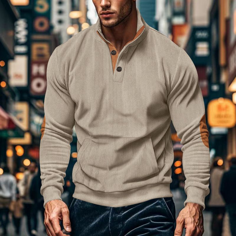 Men's Casual Stand Collar Long Sleeve Pullover Hoodie Small Checkered Knit All-Season Wear Seniors Fashionable Spring Autumn  Sweaters