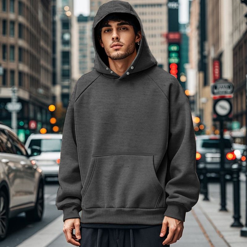 High quality customizationboxy fit hoodie Men's fall/winter fleece hoodie casual pocket to custom blank oversized men hoodies Sweatshirts