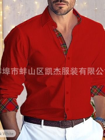 wholesale men's long sleeved shirt slim fit double necked fashionable business casual shirt