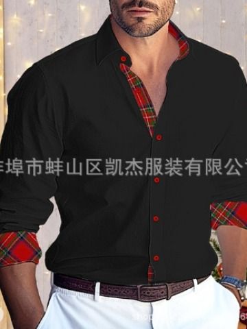 wholesale men's long sleeved shirt slim fit double necked fashionable business casual shirt
