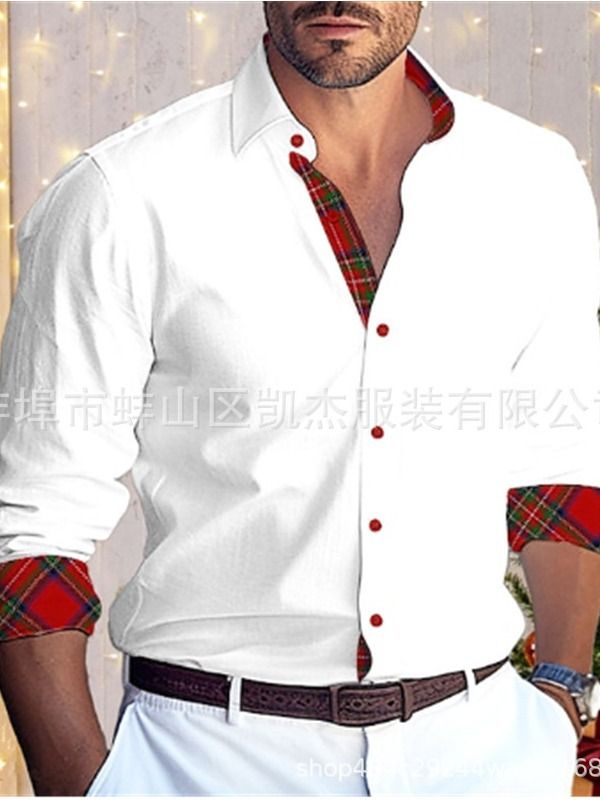 wholesale men's long sleeved shirt slim fit double necked fashionable business casual shirt