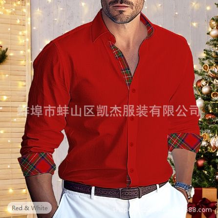 wholesale men's long sleeved shirt slim fit double necked fashionable business casual shirt