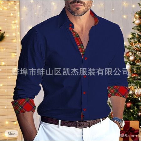 wholesale men's long sleeved shirt slim fit double necked fashionable business casual shirt