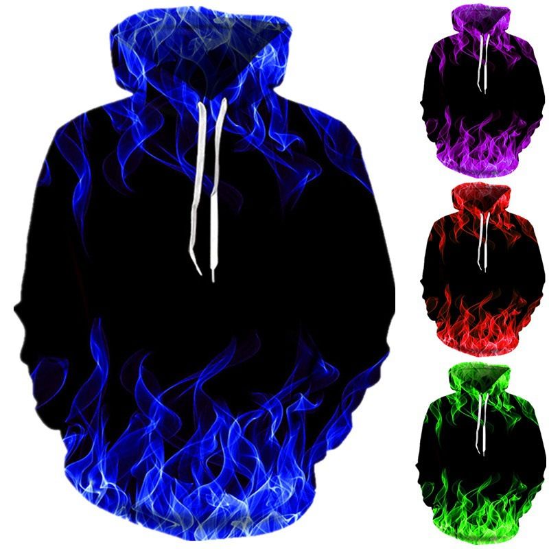 Colorful Flame Hoodie Men Women 3D Digital Fire Printed Hooded Pullover Autumn Casual Unisex Sweatshirts Sudaderas Hombre Sweatshirts
