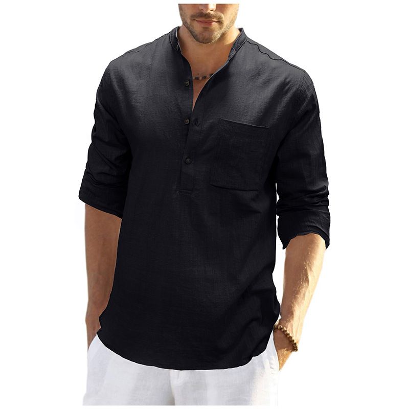 Custom long-Sleeved Shirt Cotton and Linen Casual Men's Shirt Male Breathable Fabric Shirt