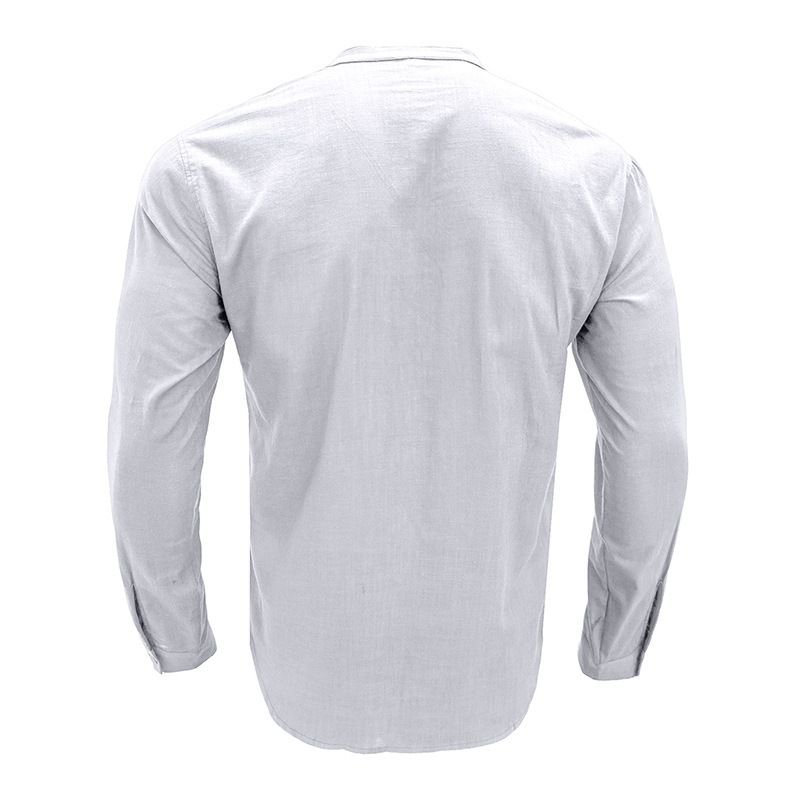 Custom long-Sleeved Shirt Cotton and Linen Casual Men's Shirt Male Breathable Fabric Shirt