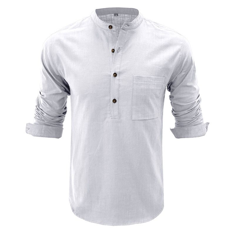 Custom long-Sleeved Shirt Cotton and Linen Casual Men's Shirt Male Breathable Fabric Shirt