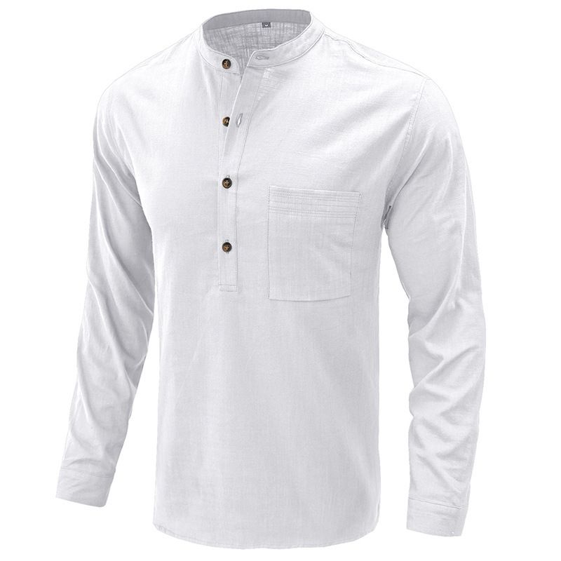 Custom long-Sleeved Shirt Cotton and Linen Casual Men's Shirt Male Breathable Fabric Shirt