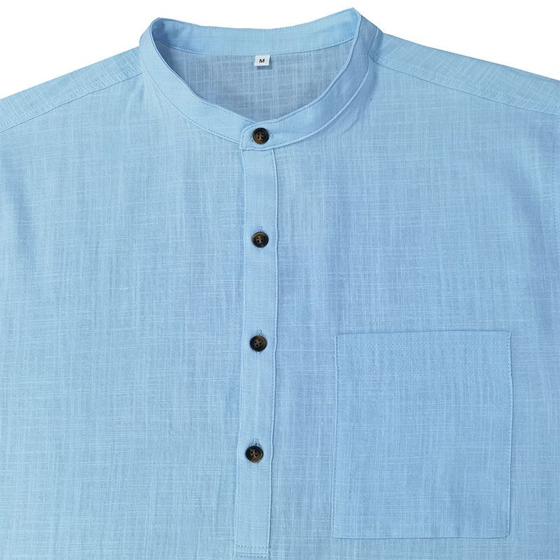 Custom long-Sleeved Shirt Cotton and Linen Casual Men's Shirt Male Breathable Fabric Shirt