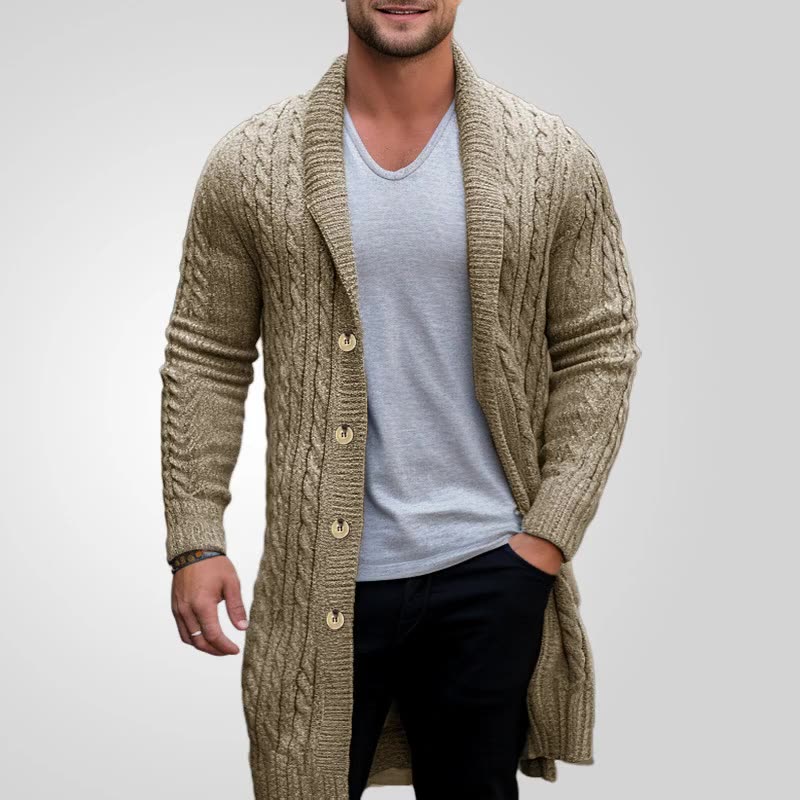 Men's Autumn Winter knitted Long Sweaters Thick Needle Twisted Cardigan Sweater Coat Woolen jacket Coats