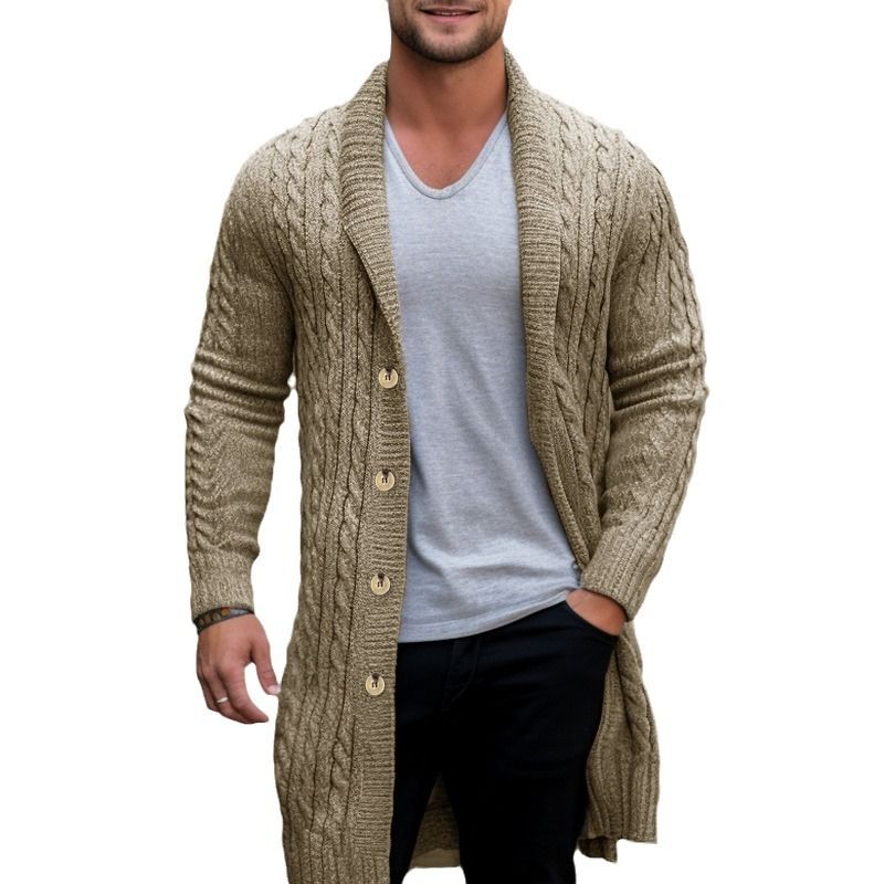 Men's Autumn Winter knitted Long Sweaters Thick Needle Twisted Cardigan Sweater Coat Woolen jacket Coats