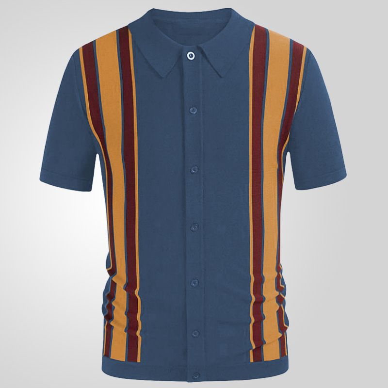 Summer Casual Knitted Shirts Short Sleeve Spliced Contrasting Color Business POLO Shirt for Men  T-Shirts