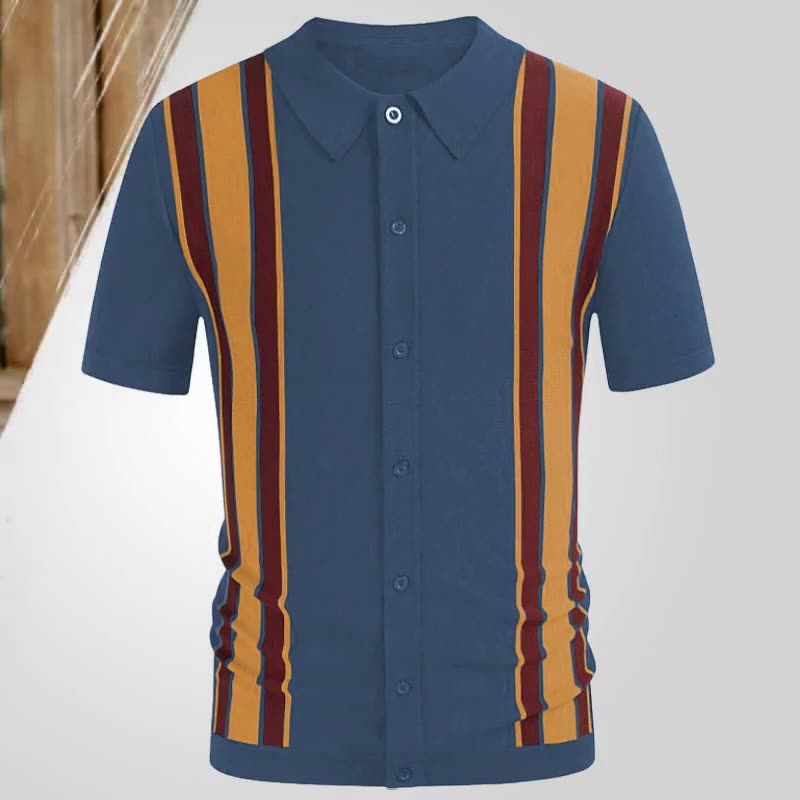 Summer Casual Knitted Shirts Short Sleeve Spliced Contrasting Color Business POLO Shirt for Men  T-Shirts