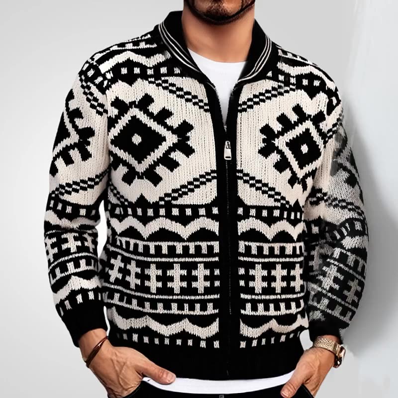 Western Vintage Navajo Style Mens Cardigan Sweater Men's Clothing Tops  Jackets Coats