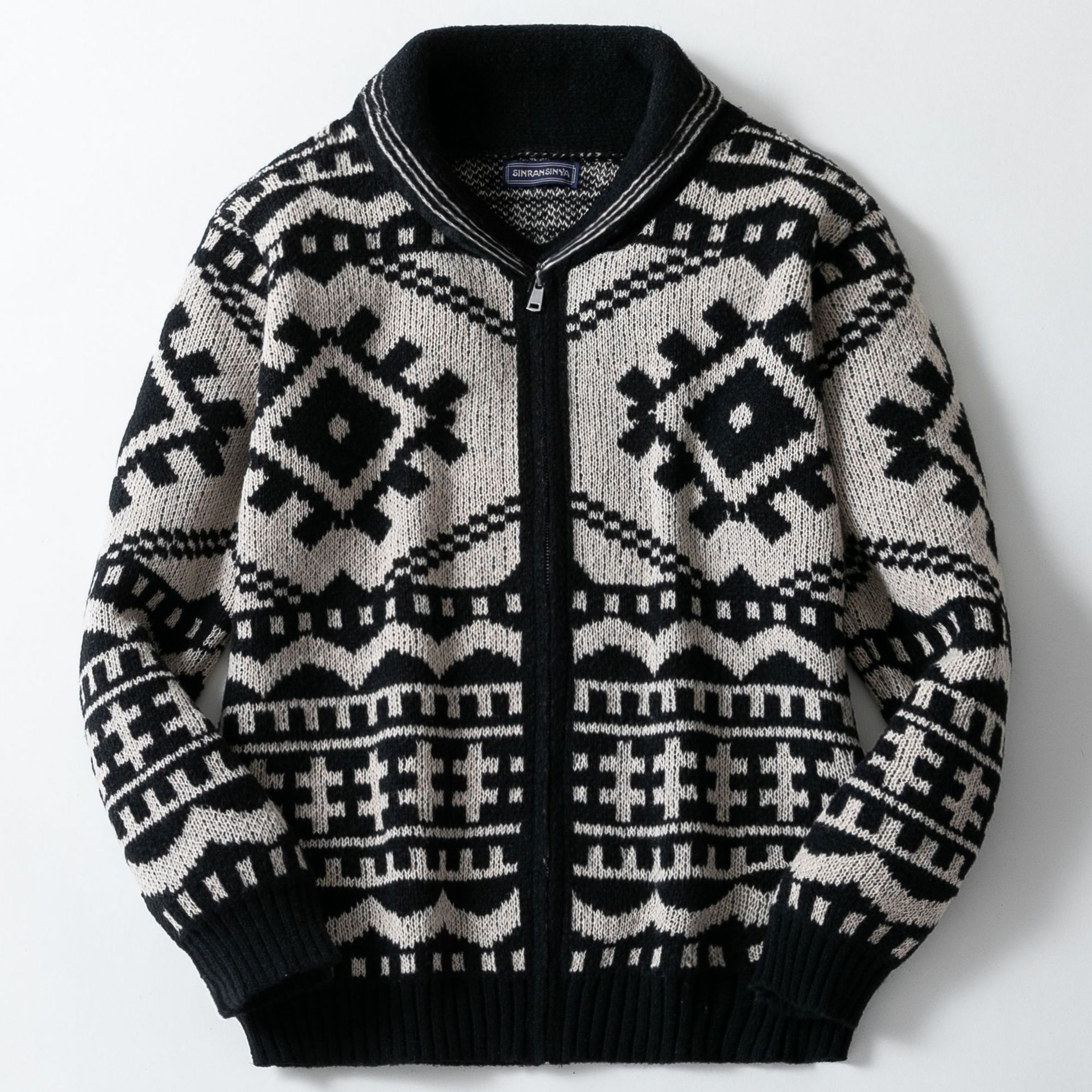 Western Vintage Navajo Style Mens Cardigan Sweater Men's Clothing Tops  Jackets Coats